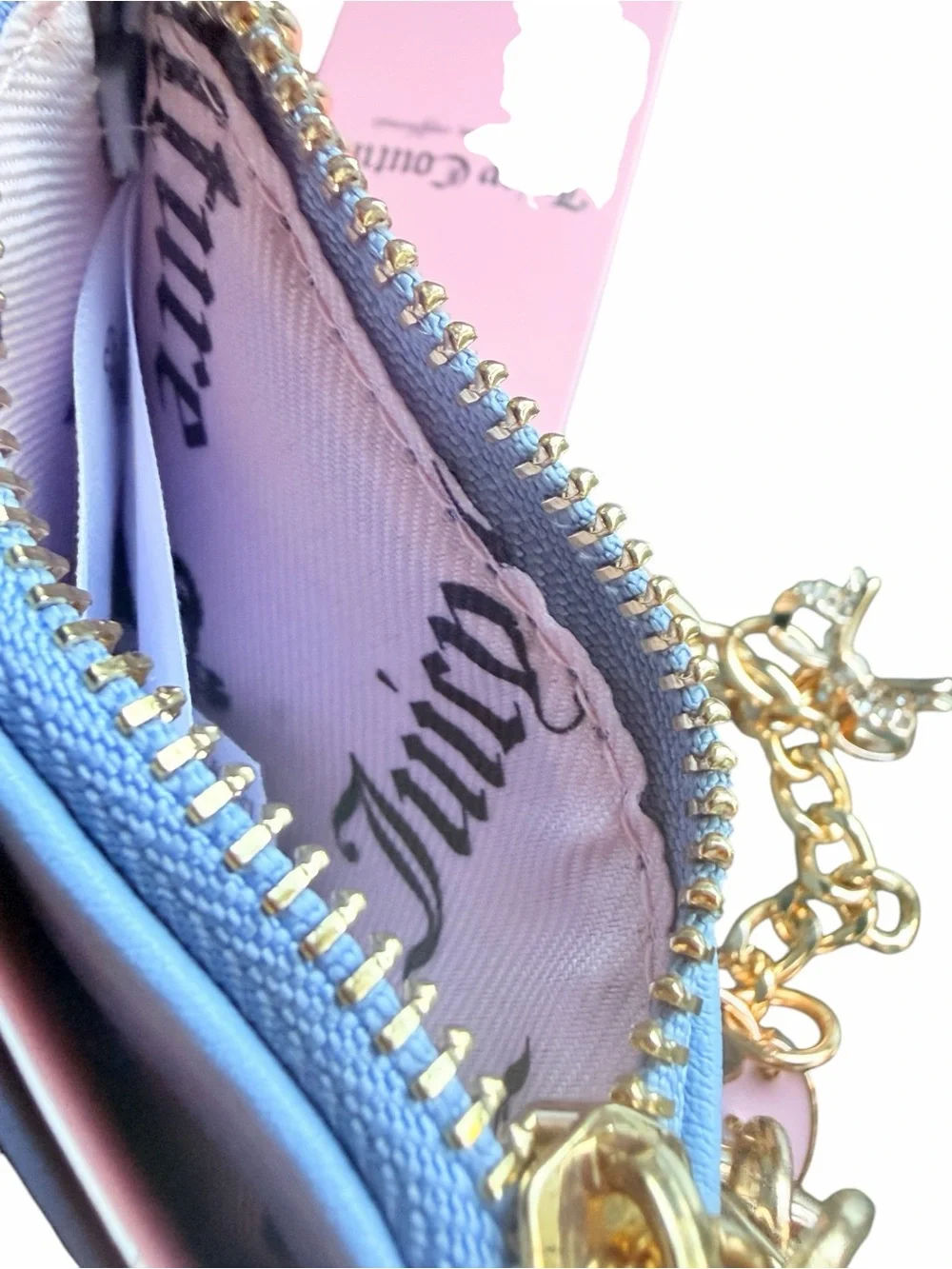 Juicy Couture Baby Blue Charm Card Case Wallet NWT Box